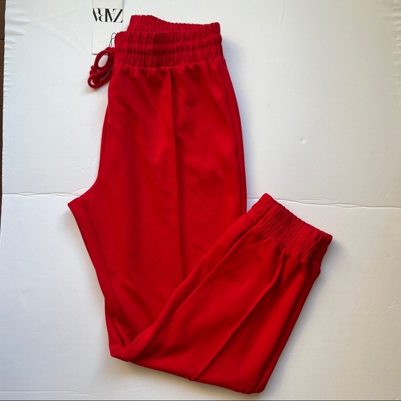 Zara red jogger pants sz L NWT - Picture 2 of 9